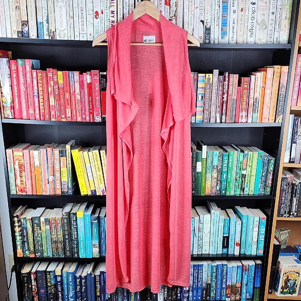 Hot Ginger Lightly Sheer Women's Chic Waterfall Coral Cardigan Small Medium